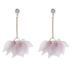 Acrylic Flower Petal Rhinestone Earrings
